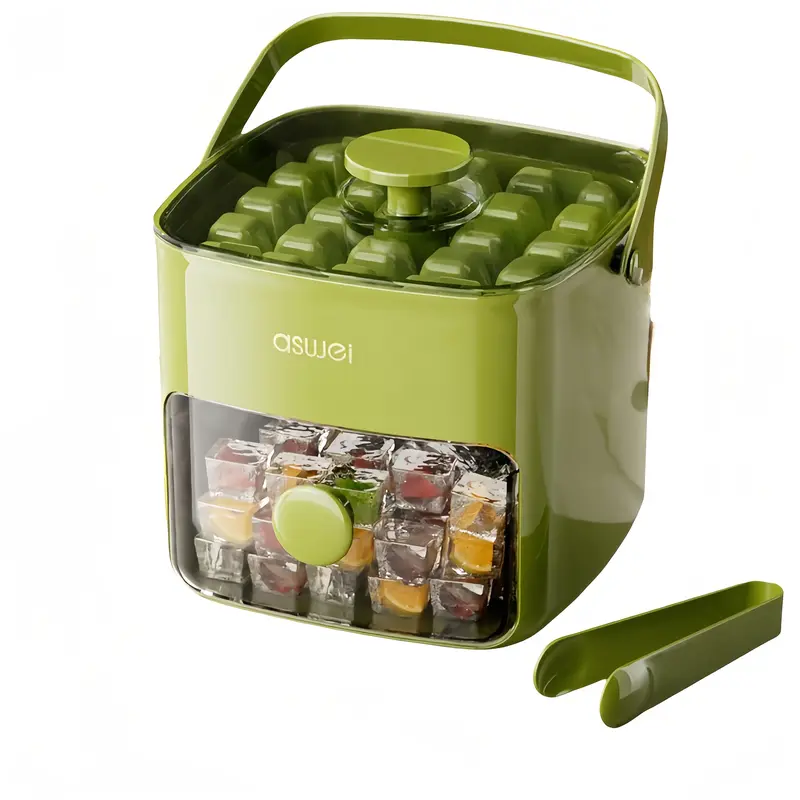 Large Capacity Ice Maker Bucket with Dual Layers and 48 Compartments, Food-Grade Plastic with Built-in Freezer Box, Ideal for Home, Office, and Outdoor Use | Easy-to-Clean Material, Countertop Ice Tray 2Color 5