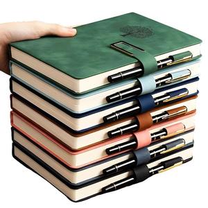 Vintage A5 Leather Bound Notebook with Personalized Soft Cover, 1 Count Business Meeting Notebook, Office Stationery & Supplies, Men Book Gifts