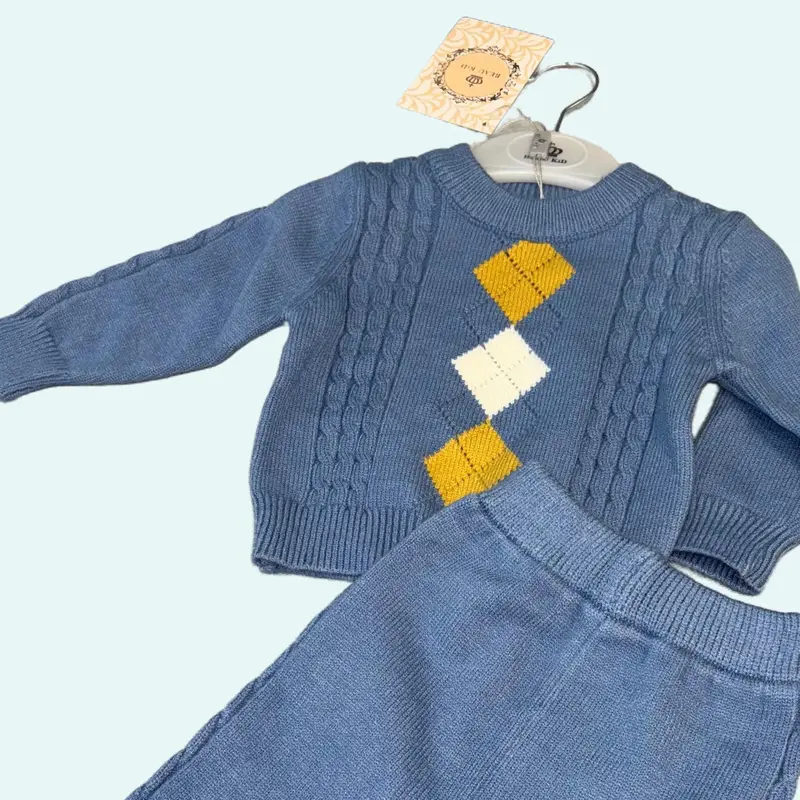 Beau Kid Baby Boys Knitted Set in Blue 3-6M - Soft Material Winter Outfit for Kids Clothes 4