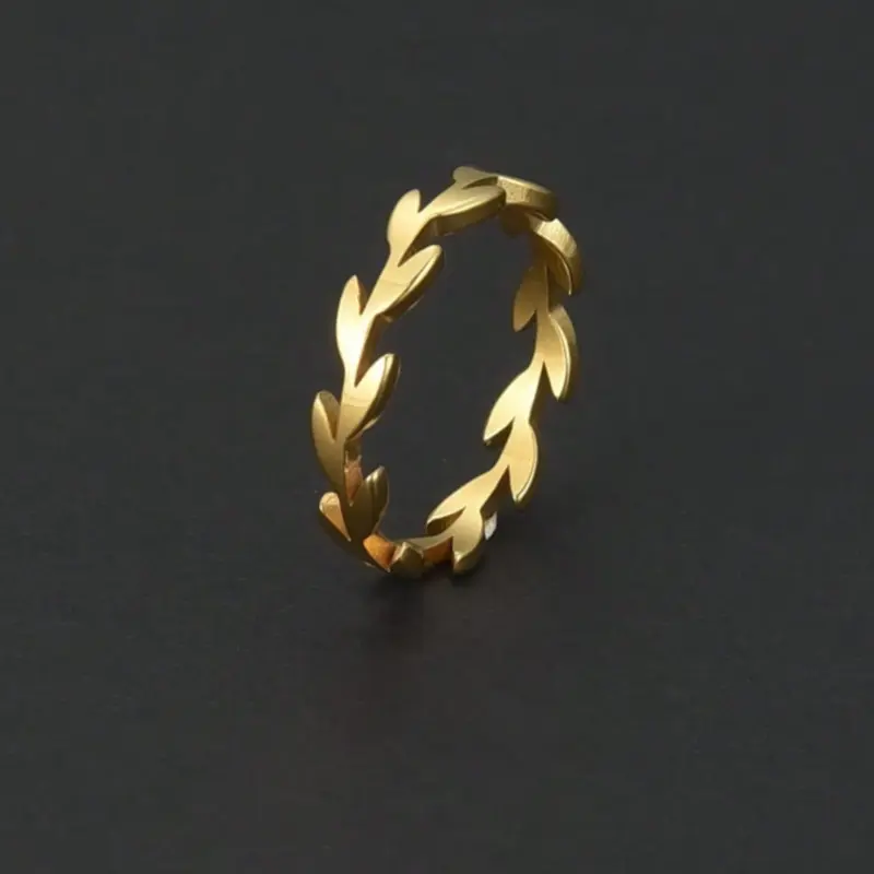 Simple leaf design ring for men, daily wear, party, holiday gift 3
