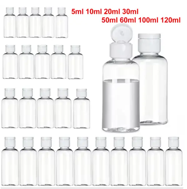 1/2Pcs Travel Bottle 5ml/10ml/30ml/50ml/60ml/100ml/120ml Makeup Empty Plastic Bottles Flip Cap For Liquid Lotion Cream Lightweight Set