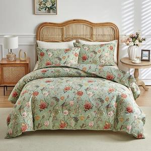 Floral Print Duvet Cover Set, 3 Counts/set Including 1 Duvet Cover & 2 Pillowcases without Filler, Soft Comfortable Bedding Set for Home Bedroom