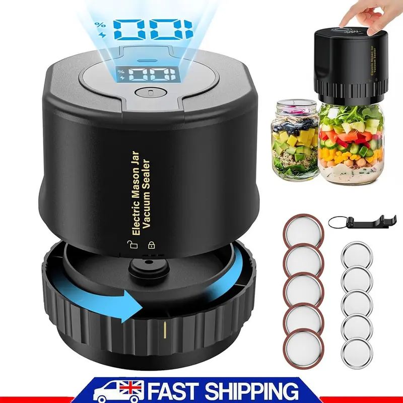 2025 Electric Mason Jar Vacuum Sealer Kit for Food Storage Automatic Jar Sealer. UK 0