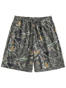 Men's Leaf Print Boxer Briefs, Loose Casual Comfy Breathable Shorts for Summer, Men's Bottoms for Daily Wear