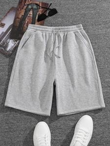 Men's Solid Color Drawstring Waist Shorts, Regular Fit Casual Comfy Breathable Shorts for Summer, Men's Bottoms for Daily Wear