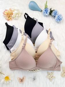Women's Solid Color Wireless Bra, Breathable Elegant Comfortable Textured Bra, Softness Lightweight Lingerie for All Seasons, Underwear