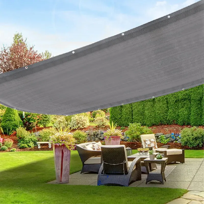 4.8m Garden Balcony Fence Cover Cloth Privacy Screen Fabric Shade Tarp Netting Mesh Cloth - Grey 4