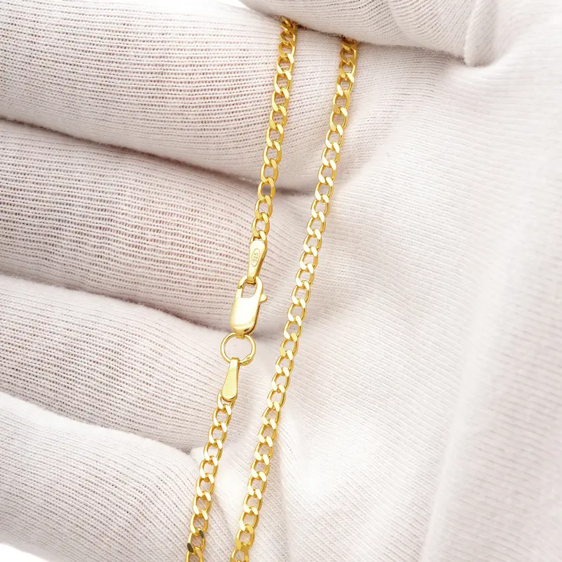 24k Gold-Plated Curb Chain Necklace for Men & Women - 1.9mm Wide 925 Sterling Silver, Various Lengths 3