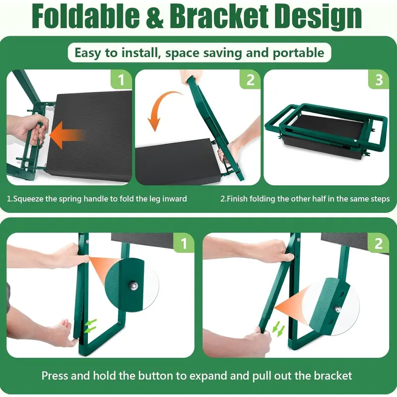 seasky Foldable Garden Kneeling and Seat,Anti-Tipping Garden Stool Widened Thick Soft Kneeling Pad, Heavy Duty Gardening Stool with Garden Tool Bag,Gardening Gift (Deep Green) 4