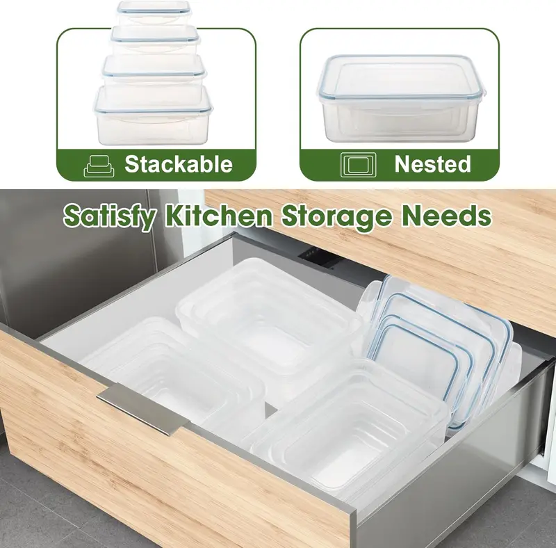 24-Piece Plastic Food Storage Containers with Lids - Airtight Pantry & Kitchen Containers Utensils 3
