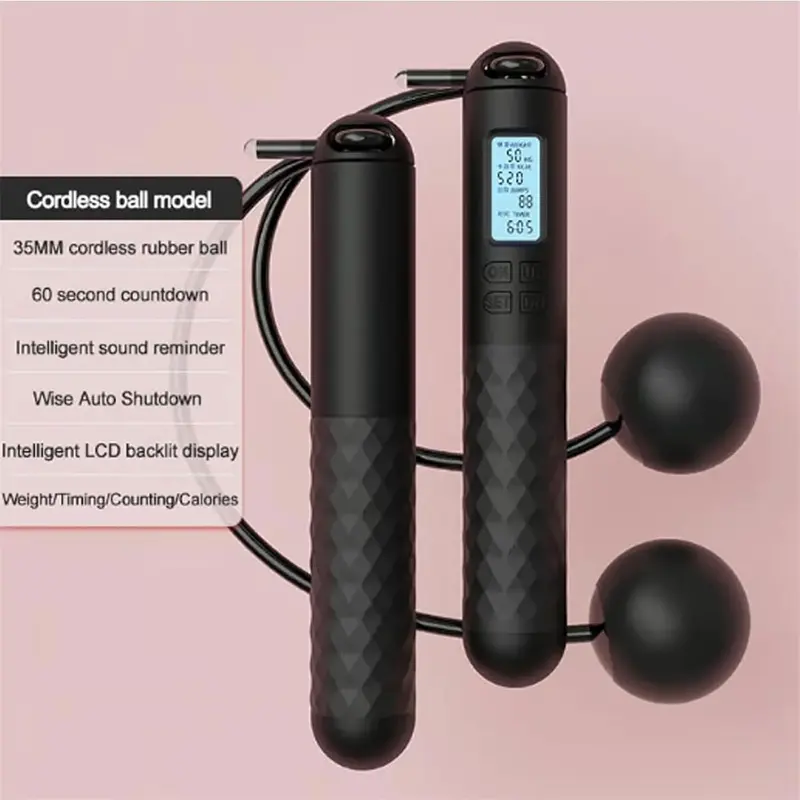 Skipping Rope with Counter, Cordless Jump Rope, Smart Weighted Jump Rope, Adjustable Digital Counting Jump Ropes, Cordless Weighted Jump Rope for Lose Weight, Burn Calories 1