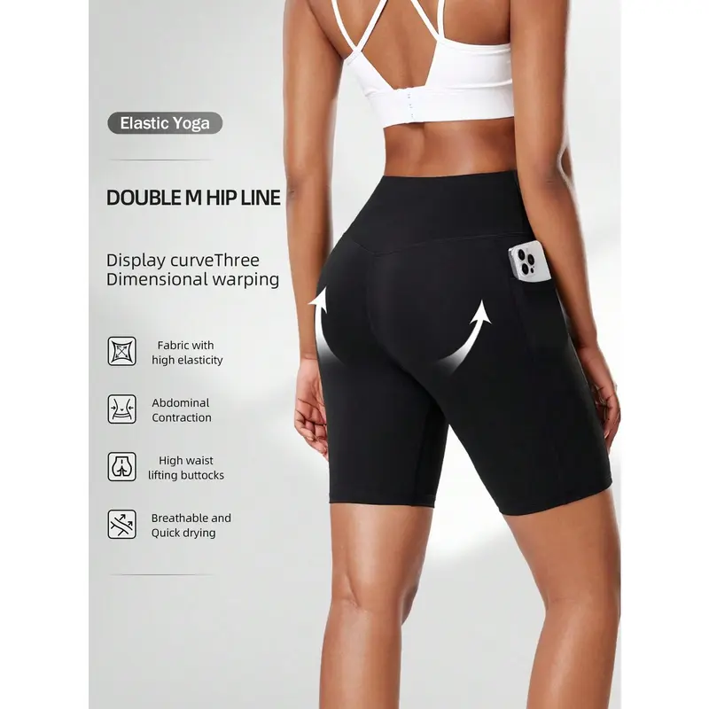Women's High Waist Yoga Shorts with Side Pockets – Compression Running Workout Shorts | Tummy Control, Outdoor Fitness Boxer Shorts 7