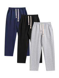 Men's Solid Color Drawstring Waist Pants, Casual Comfy Loose Trousers for Fall & Winter, Men's Bottoms for Daily Wear