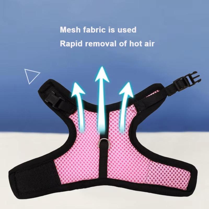 Multi-Color Breathable Vest Harness Set – Adjustable Soft Harness & Elastic Leash for Small Pets, Rabbits & Dogs 1