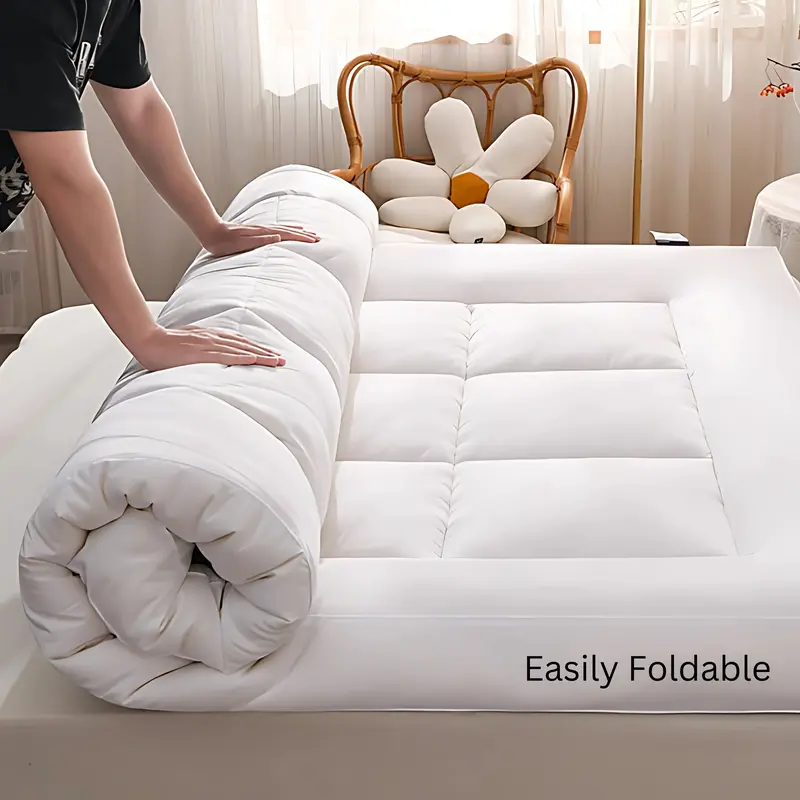 [ SAVE 20%] 4As Cloudy Mattress Topper Quilted 11cm Elasticated Microfiber Bed Pad- Extra Thick Mattress Toppers UK Thick Cloudy Foldable Bounce Back Breathable Hotel Quality Machine Wash Best Alternate of Memory Foam Mattress Topper 2