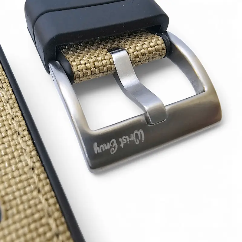 Hybrid Sailcloth Fabric & FKM Rubber Watch Strap 20mm 22mm 24mm Khaki Sand Beige 1