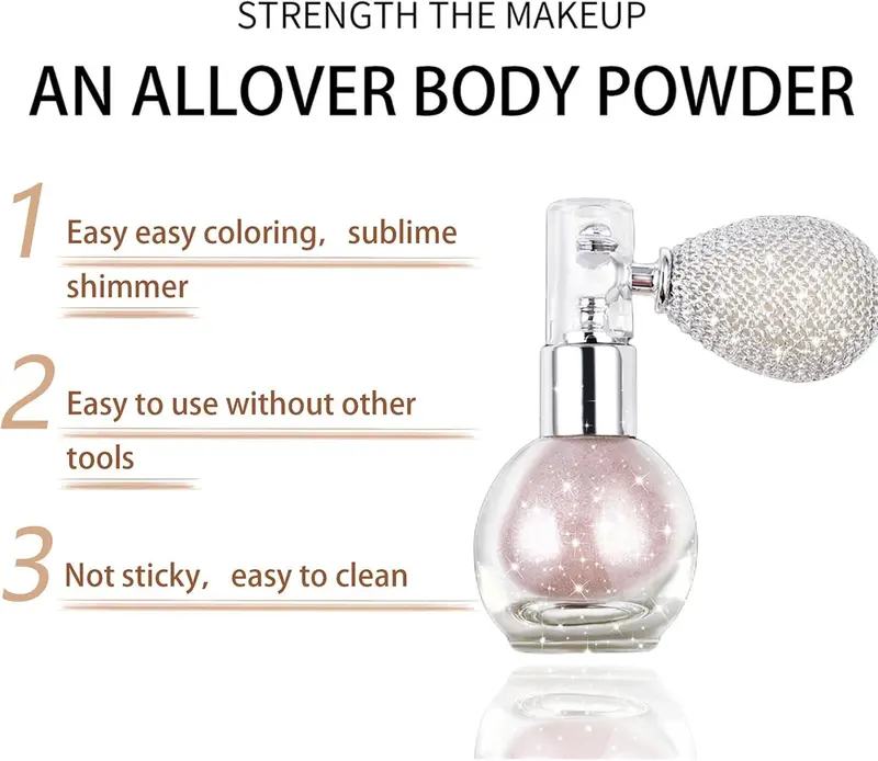 Body Glitter Spray, Shimmering Spray Powder Sparkle Powder, Body Glitter Face High Gloss Highlighter Loose Makeup for Women Hair Nails Makeup 7