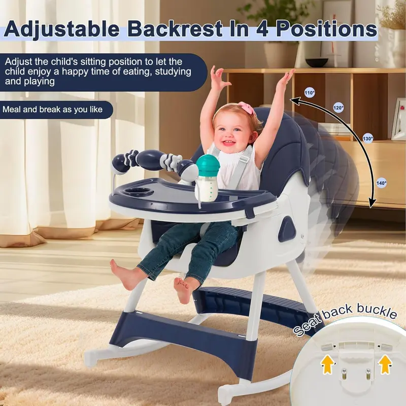 3-in-1 Baby High Chair with Playstand Children's Highchairs with Removable Tray Adjustable Folding Sate with Reclining Function Combination, Adjustable Foldable Baby Chairs (from 6 Months) 6
