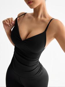 Women's Solid Color Sports Tank Top, Sporty Scoop Neck Sleeveless Top for Yoga Gym Workout, Ladies Sportswear for Indoor Outdoor Wear