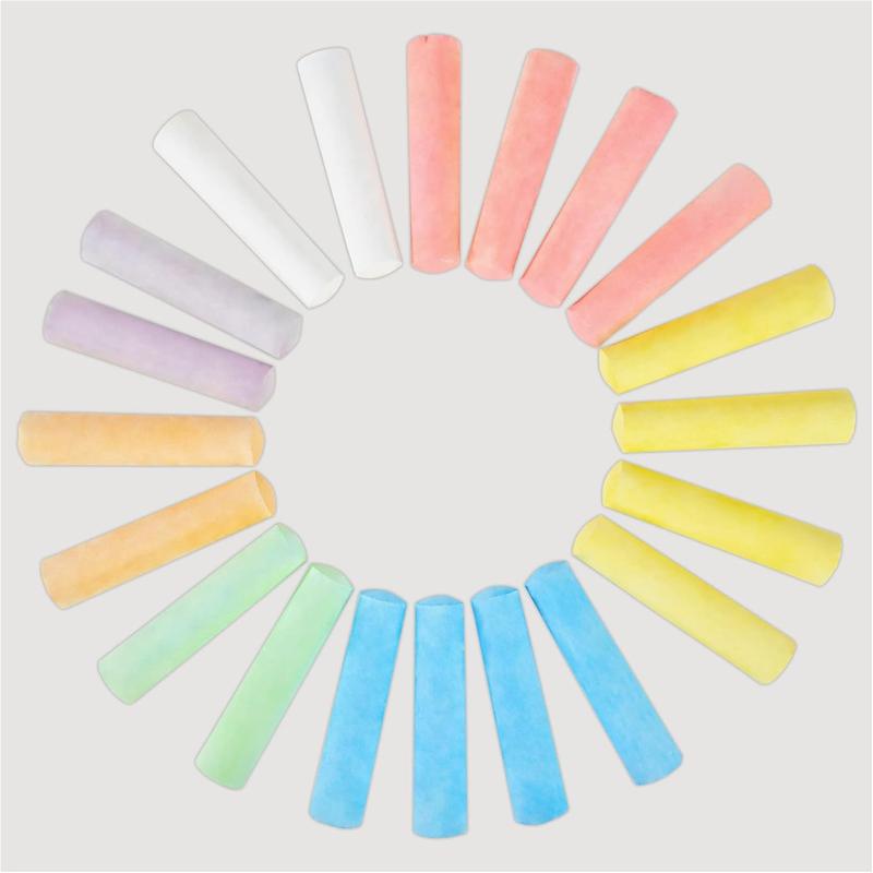 20 Giant Chalks - Extra Large Childrens Chunky Pavement Chalks - Bright Vibrant Colours - Washable, Easy Clean Outdoor Kids Garden Toys - Portable Carry Case with Handle - Ages 3 Years Plus 1