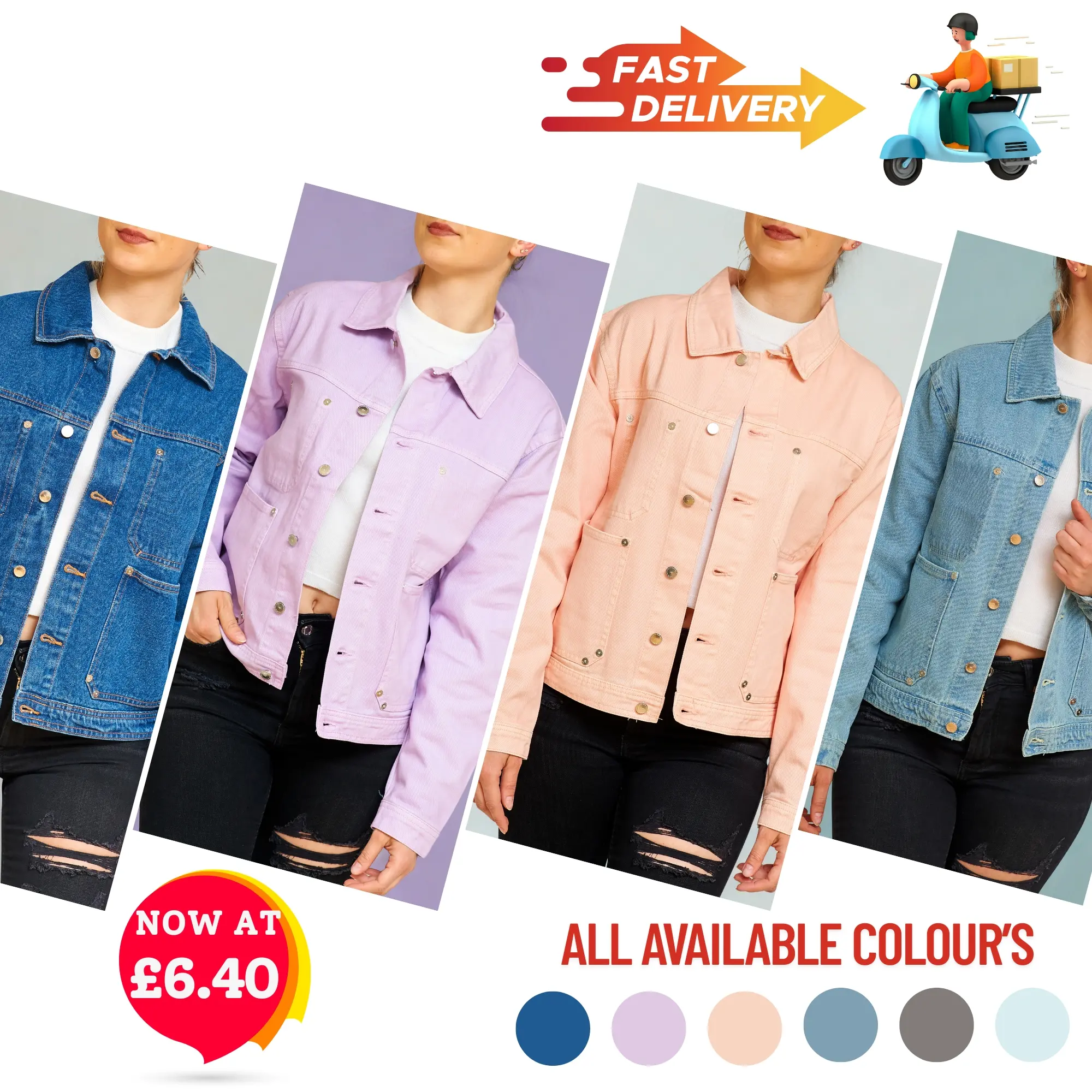 Womens Denim Jacket Casual Summer Jean Jacket Regular Fit Ladies Cotton Top UK