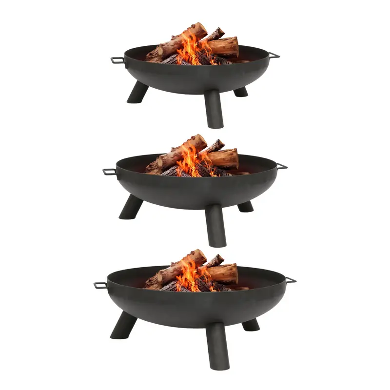 Hammer & Tongs Round Iron Fire Pit - Outdoor Garden Patio Heater Fireplace Log Burner Bowl Black Powder-Coated Finish & Stable Legs 0