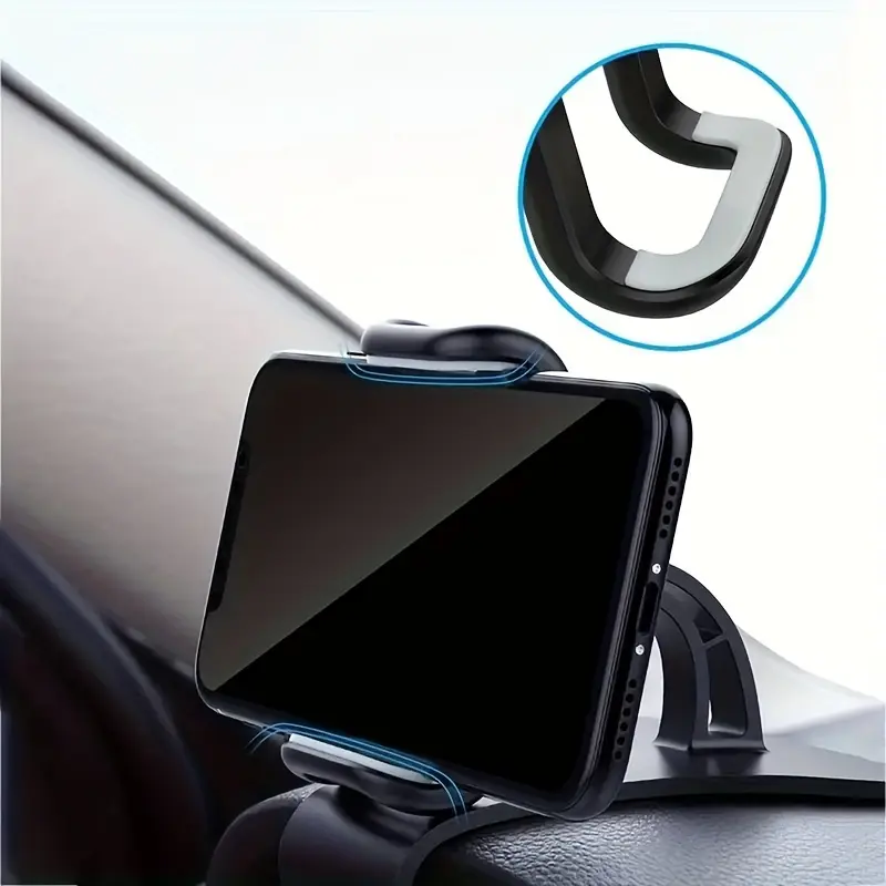 dolwao 1pc Universal Car Phone Holder Mount Clip Dashboard Easy Installation Non-Slip Stand for iPhone, for Xiaomi, Oppo, for VIVO, for SamSung, OnePlus - Durable ABS Material, No Battery Required 2