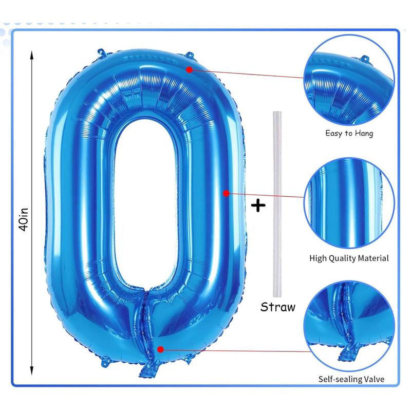 Balloon 1st Birthday Number 1 Blue XXL Giant Foil Balloon 40” Birthday Decoration for Boy, Float with Helium 2