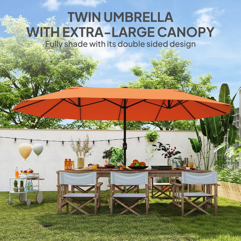 Outsunny 4.6m Double-Sided Garden Parasol - Orange 3