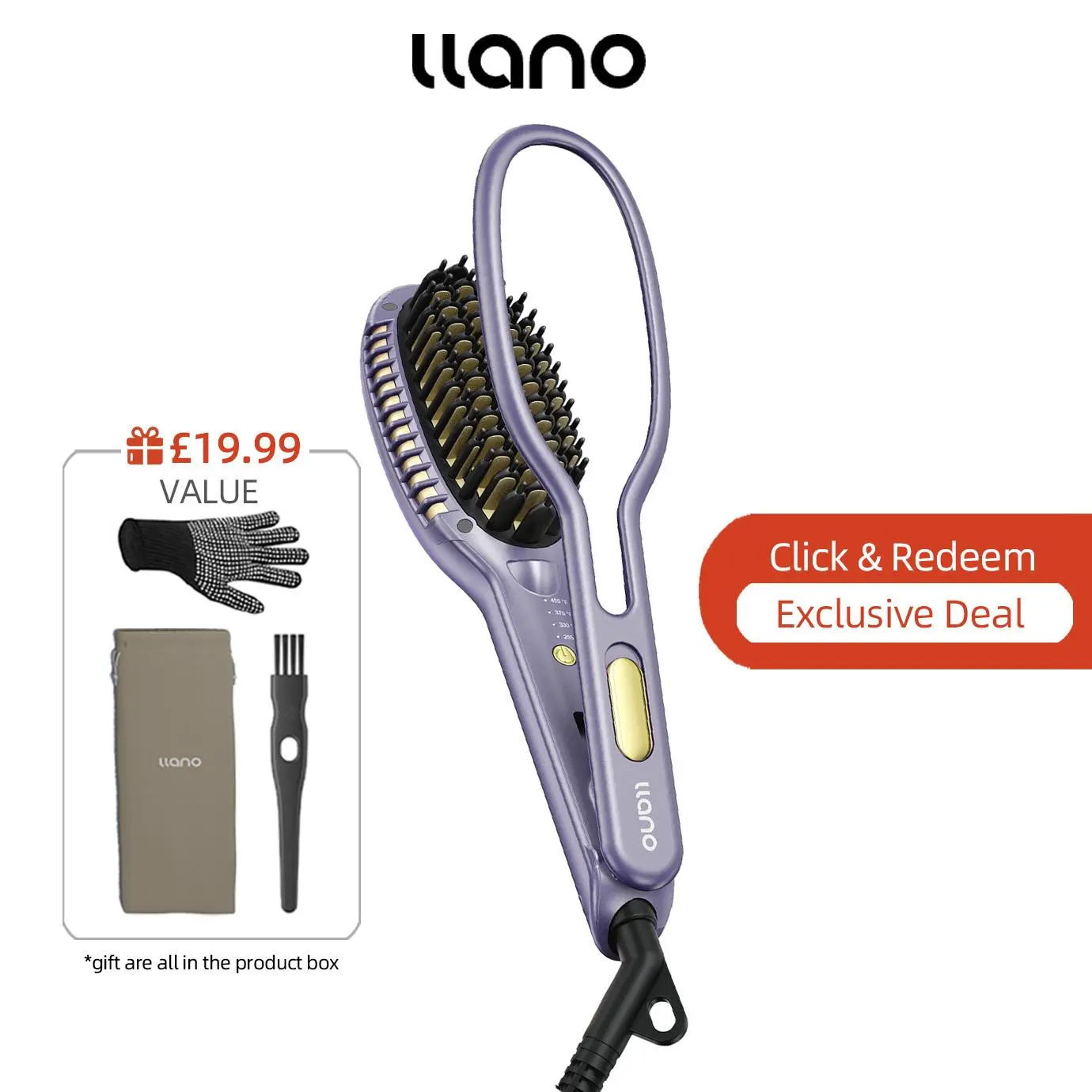llano - Hair Straightener Comb Styling Tool for Frizz-Free Hair Curler Comfort Salon Hair waver Brush straightener teen girl hamper free shipping uk culer