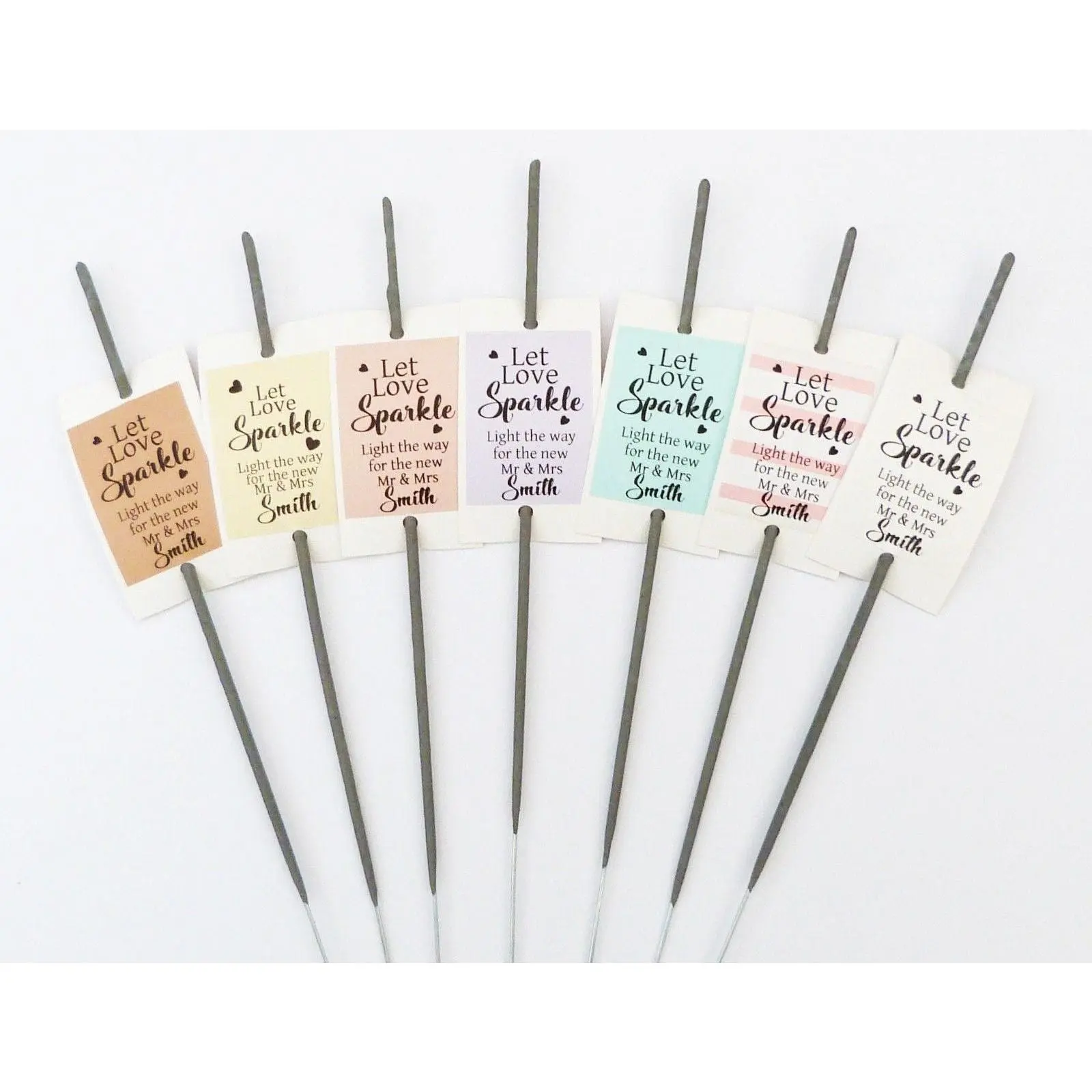 50 x Let love sparkle personalised wedding sparkler tags wedding favour