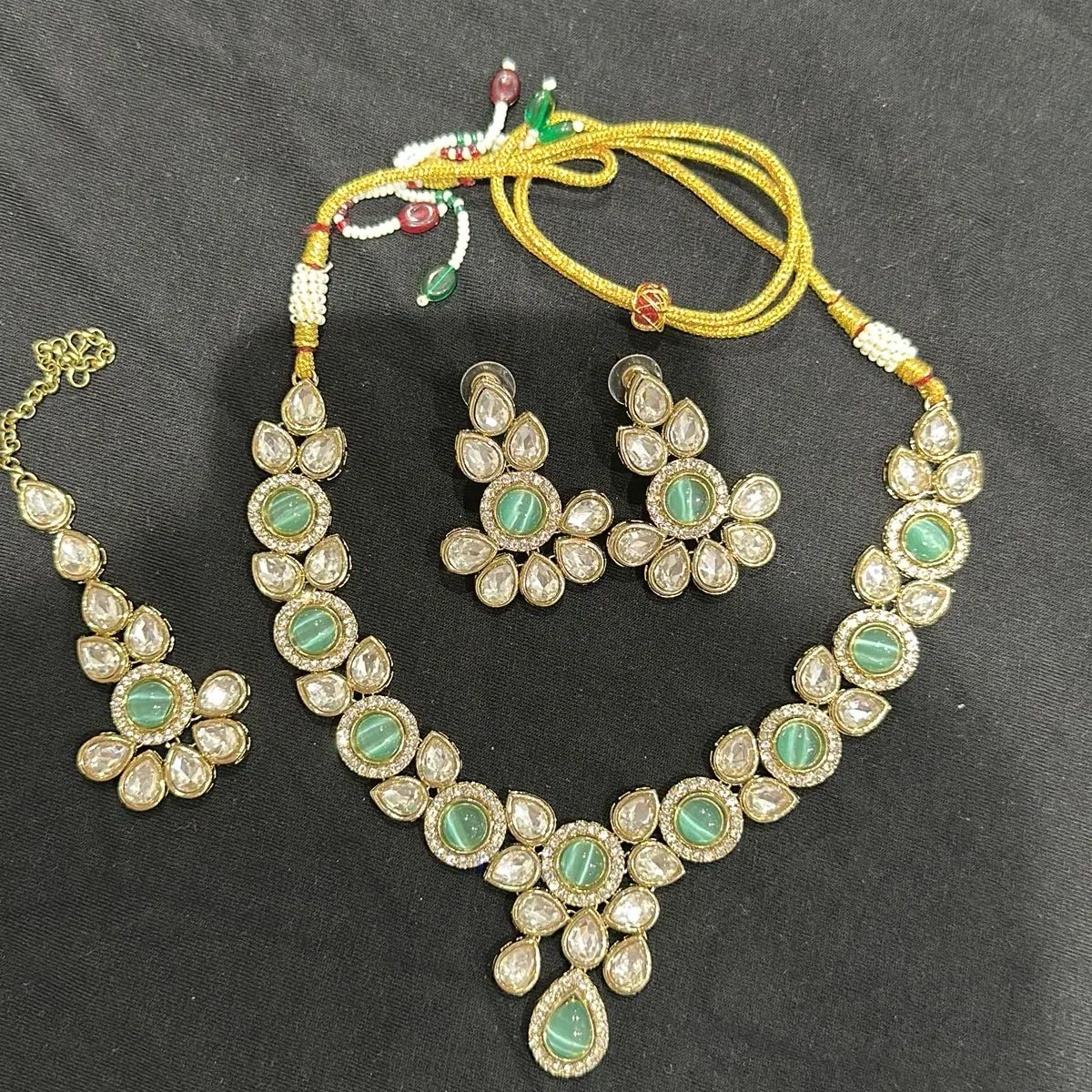 Party set green colour  with gold base