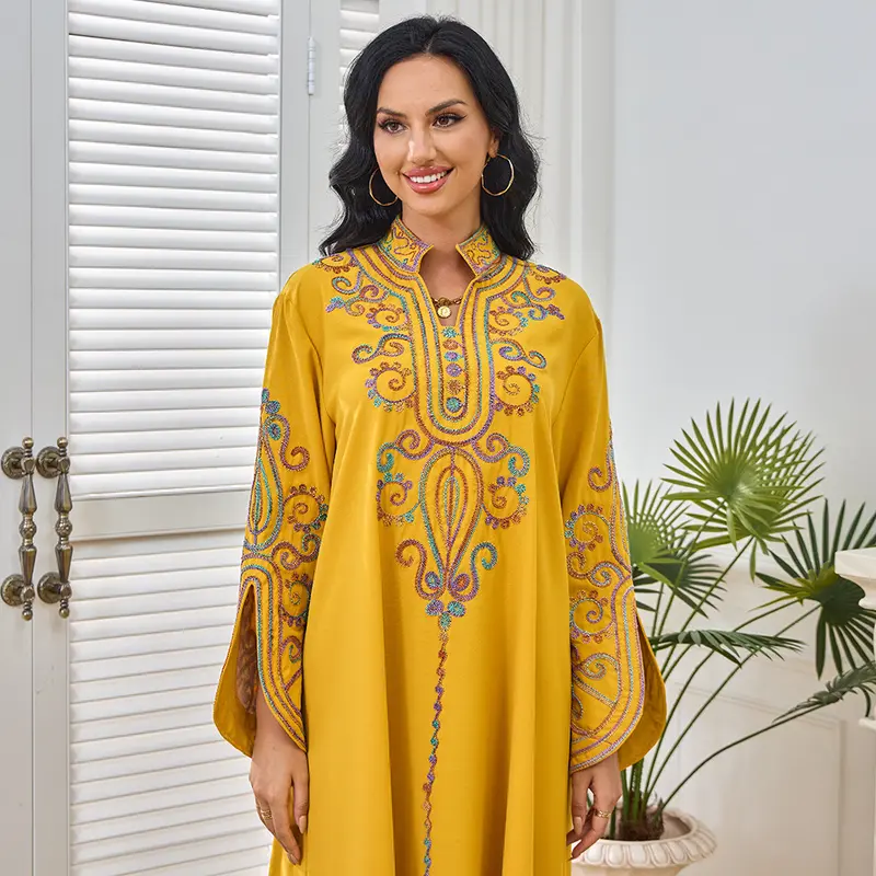MT228 women's travel robe new rope embroidered elegant dress women 3