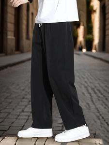 Men's Letter Print Thin Straight Leg Pants, Loose Casual Comfy Breathable Quick Drying Trousers for Summer, Men's Bottoms for Daily Wear