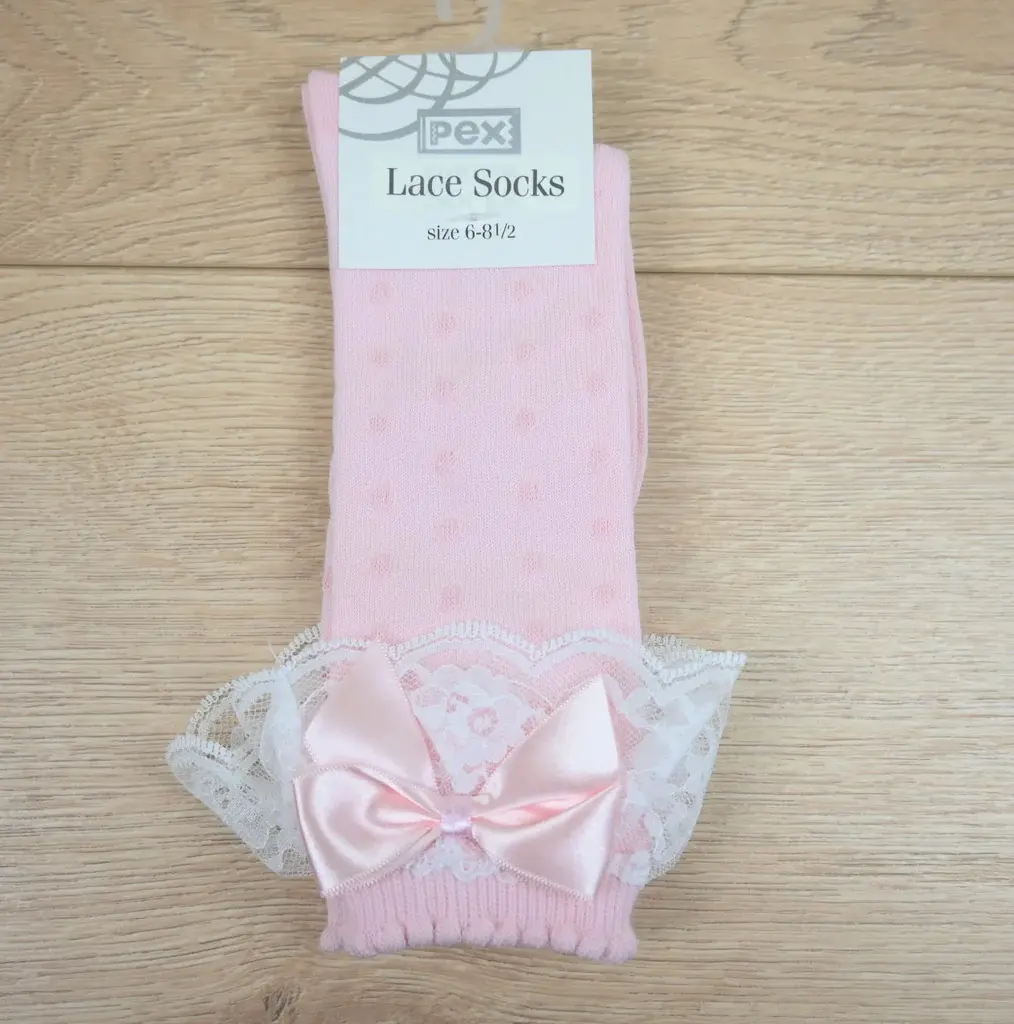 Pex Girls Tina Knee High Socks with White Lace