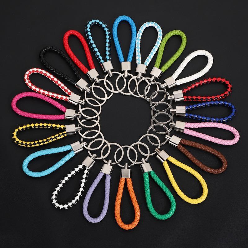 Creative handwoven PU leather rope key chain Accessories Leather key ...