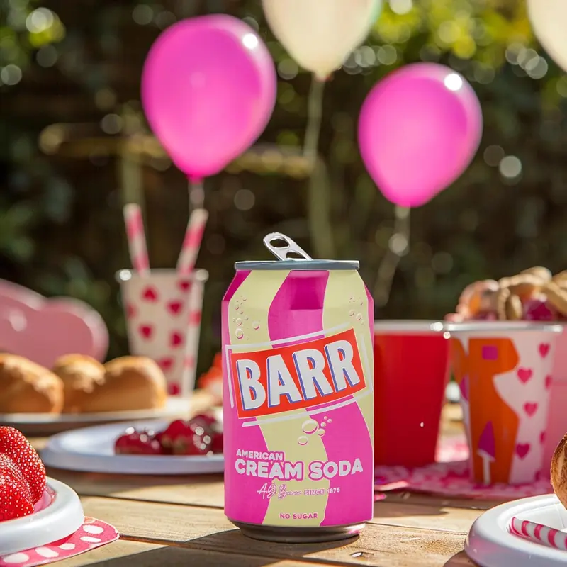 BARR since 1875, 24 Pack American Cream Soda, Zero No Sugar Sparkling Soft Drink with a Creamy Taste of American Cream Soda, "Fizzingly Fun" - 24 x 330ml Cans Beverage 2