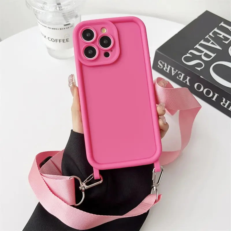 Crossbody Cord Rope Lanyard Necklace Case For iPhone 16 14 11 12 13 15 Pro Max XS X XR 8 7 Plus Shockproof Soft Silicone Cover 6