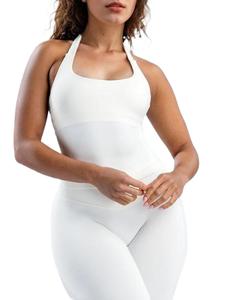 Women's Solid Halter Neck Sports Tank Top, Sporty Sleeveless Sports Top for Yoga Gym Workout, Ladies Sportswear for All Seasons, Activewear