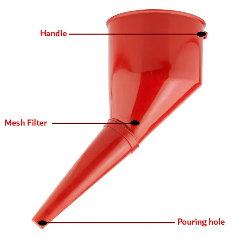 Red Angled Fuel Funnel – With fine mesh filter for easy refilling – Antistatic Lightweight Funnel – Practical and Versatile – Angled design that holds itself. Utensils 1