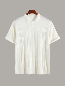 Men's Solid Color Jacquard Polo Shirt, Regular Fit Casual Short Sleeve Top for Summer, Fashion Men's Clothes for Daily Wear, Gamis