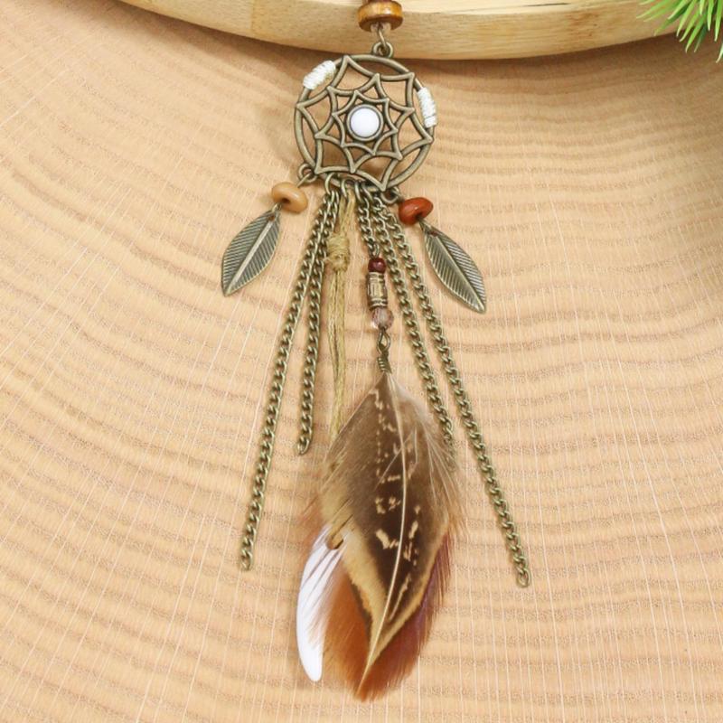 Fashion zinc alloy feather pendant necklace for women for daily, party, festival decoration 1
