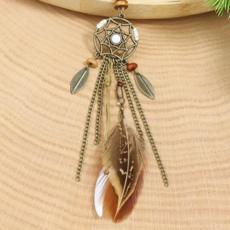 Fashion zinc alloy feather pendant necklace for women for daily, party, festival decoration 1