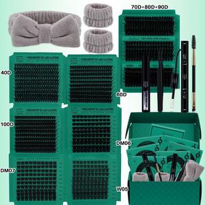 Mixed Length Diy Lash Clusters Kit, 1 Set Black Eyelash Clusters with Lash Bond and Seal & Remover & Eyelash Brush, Professional Eye Makeup Accessories for Women, Makeup, Cosmetic, Eyelash Tools, Eyelash Extensions Kit