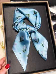 Women's Floral Print Square Scarf, Fashionable Soft Comfortable Scarf for Daily Wear, Casual Versatile Scarf for Women