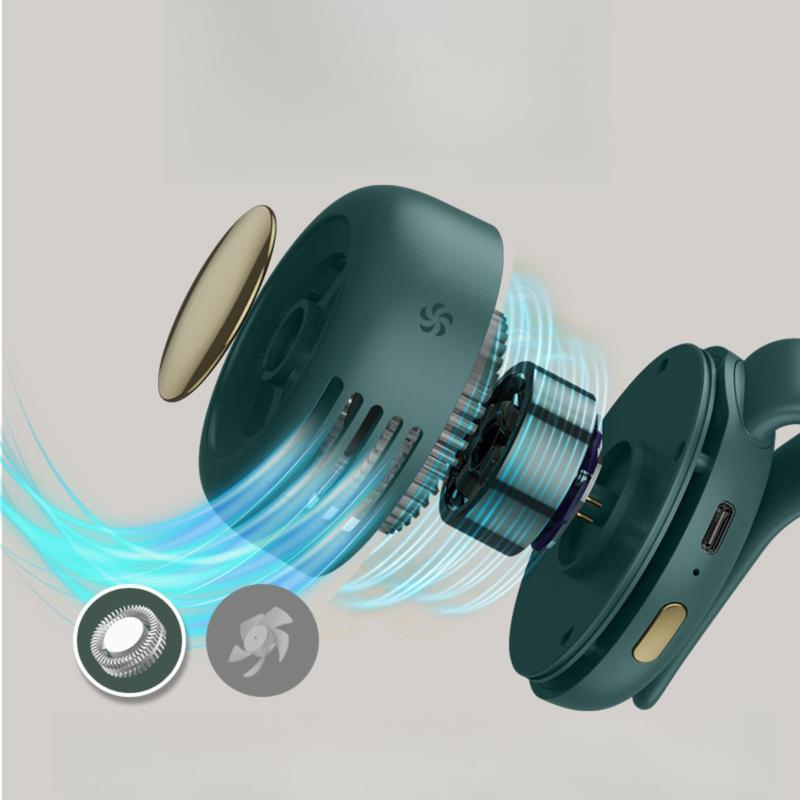 Product Introduction of Portable Silent Mini Bladeless Electric Fan, Adjustable 3-speed Suspended Waist Fan, Rechargeable Rotating Body Fan, Suitable for Outdoor 1