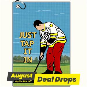 Cartoon Golf Player Pattern Golf Towel, Golf Towel with Clip, Golf Accessories for Men & Women, Golf Gift