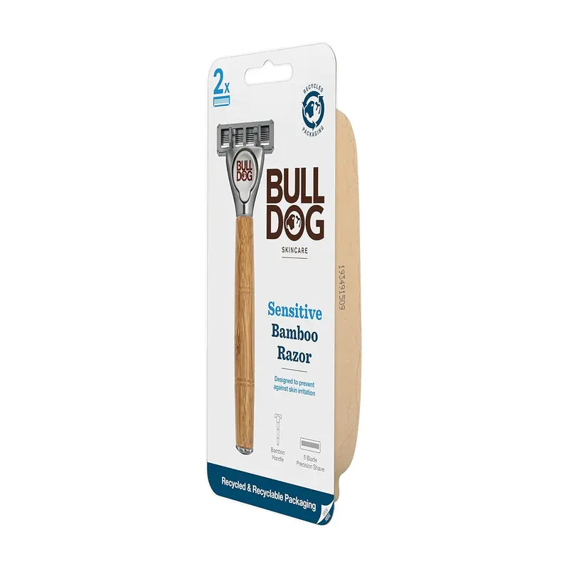 BULLDOG Skincare - Sensitive Bamboo Razor Smooth Glide Handle + 2 Replacement Blades 6