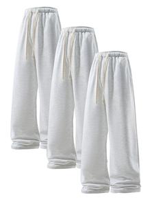 Men's Solid Color Drawstring Waist Pants, Casual Comfy Regular Fit Straight Leg Trousers for Daily Wear, Men's Bottoms for All Seasons