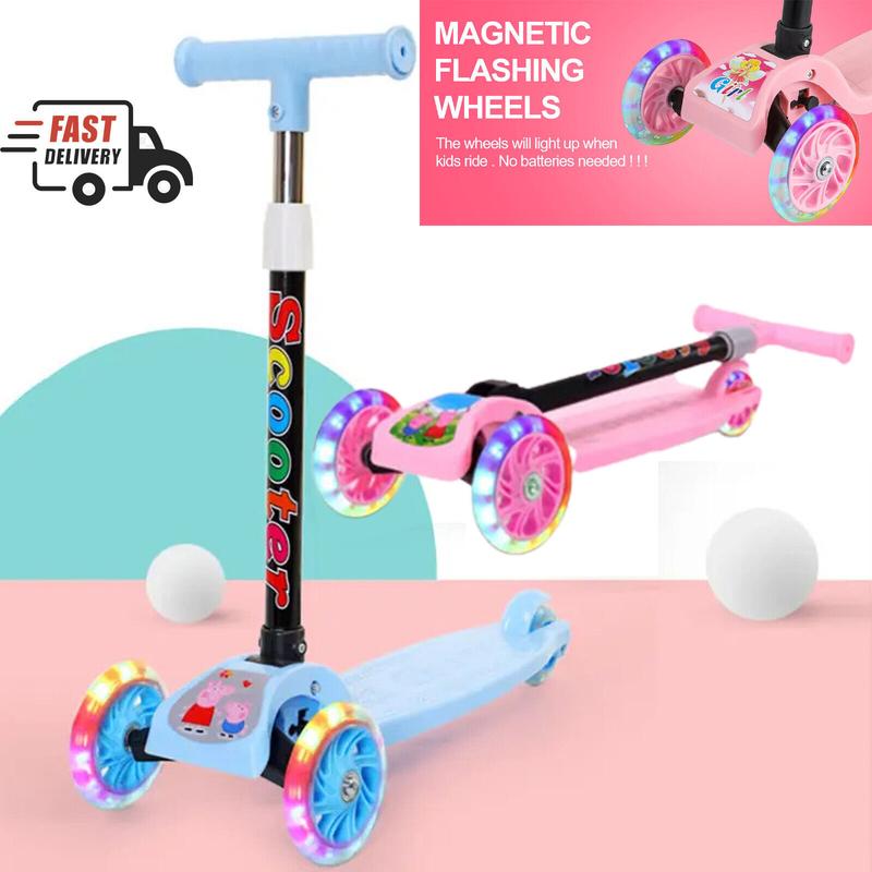 Product Introduction of Pink/Blue Kids Scooter 3 Wheels Kids Kick Push Flashing Led Light Up Adjustable 38